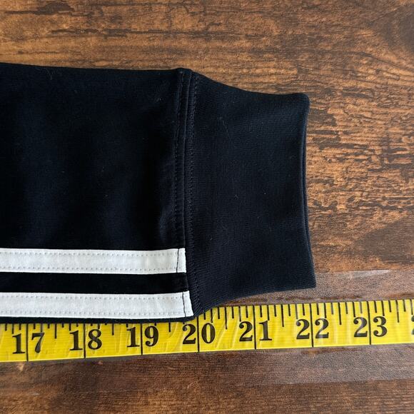 NEW Adidas Long Sleeve Hoodie Shirt Youth M Black White Stripe Pullover Active - Picture 5 of 9